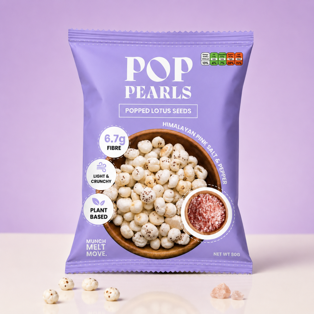 Himalayan Pink Salt & Black Pepper Makhana - Simply Roasted Lotus Seeds