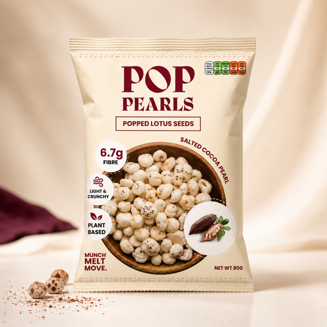 Dark Cacao Makhana - Roasted Lotus Seeds in Rich Dark Chocolate